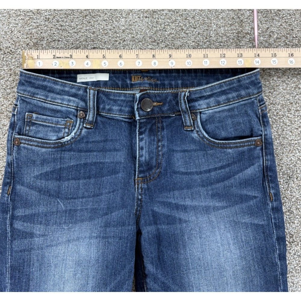KUT From The Kloth Natalie Crop Capri Jeans Women's 2 Blue Medium Wash Stretch - Picture 6 of 9